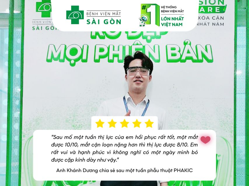 Những chia sẻ tích cực của anh Khánh Dương về cảm nhận phẫu thuật xóa cận tại Mắt Sài Gòn