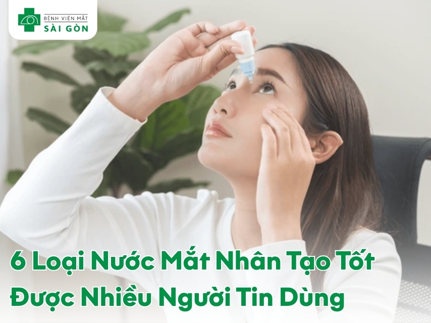 Nhỏ nước mắt nhân tạo vào mắt để giảm khô và mỏi mắt