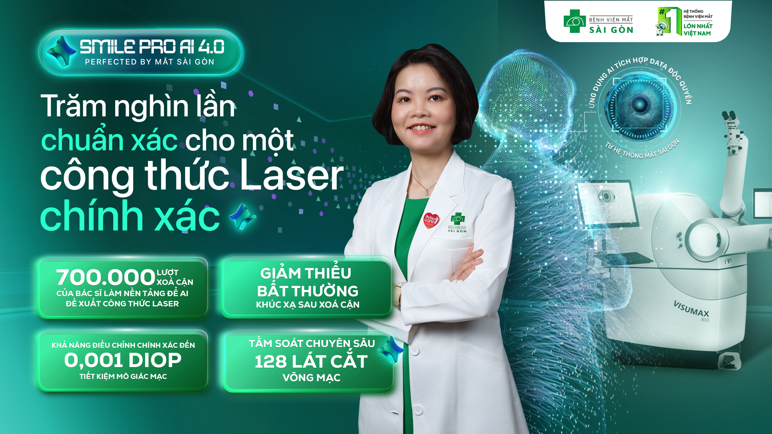 SMILE Pro AI 4.0 điều trị khúc xạ chính xác 0,001 Diop