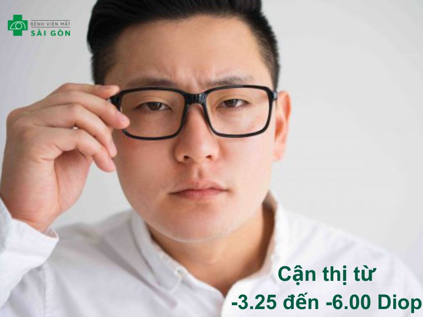 Từ 3,25-6 Diop là mức độ cận thị trung bình