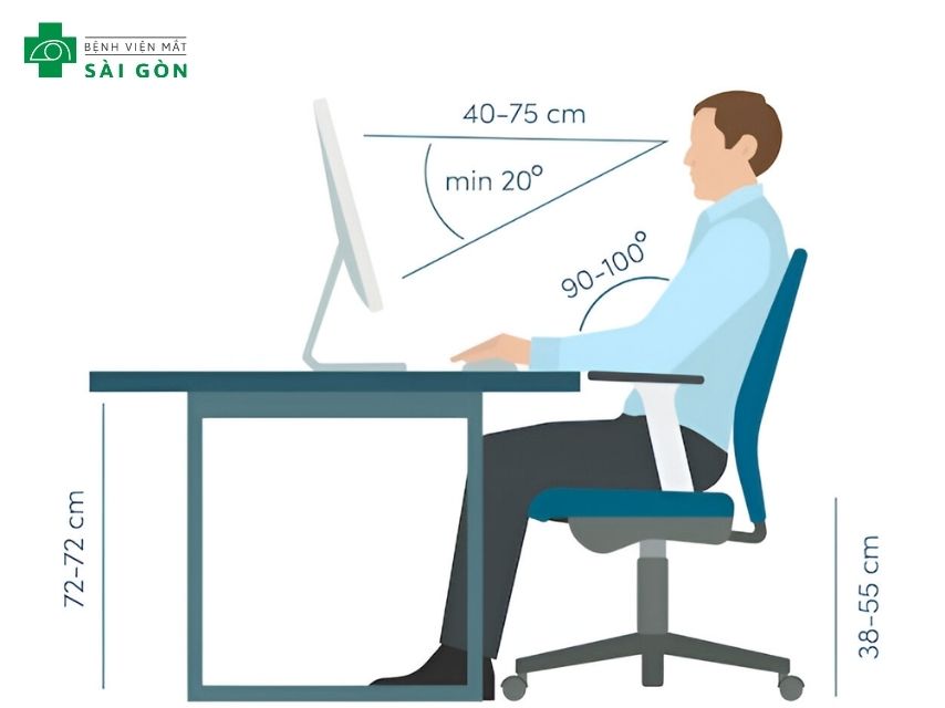 Ngồi đúng tư thế bảo vệ mắt